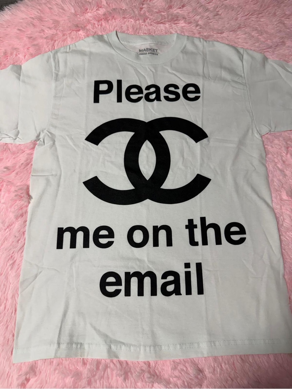 White Graphic Short Sleeve Tee with Black Print